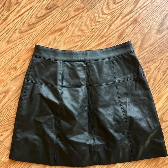 Free People Black Leather Button-Up Skirt - Picture 2 of 4